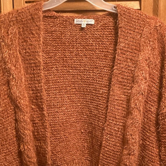 Woven Heart Rust Soft, Fuzzy and Cuddly Cropped Cardigan - Picture 3 of 16